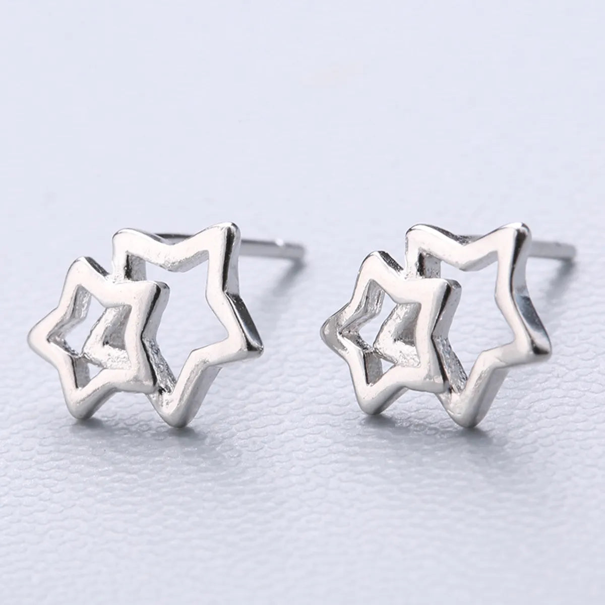 1 Pair Fashion Star Heart Shape Fish Tail Sterling Silver Plating Ear Studs