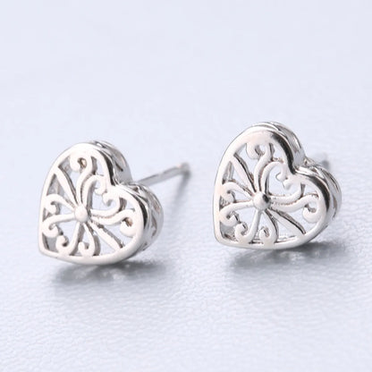 1 Pair Fashion Star Heart Shape Fish Tail Sterling Silver Plating Ear Studs