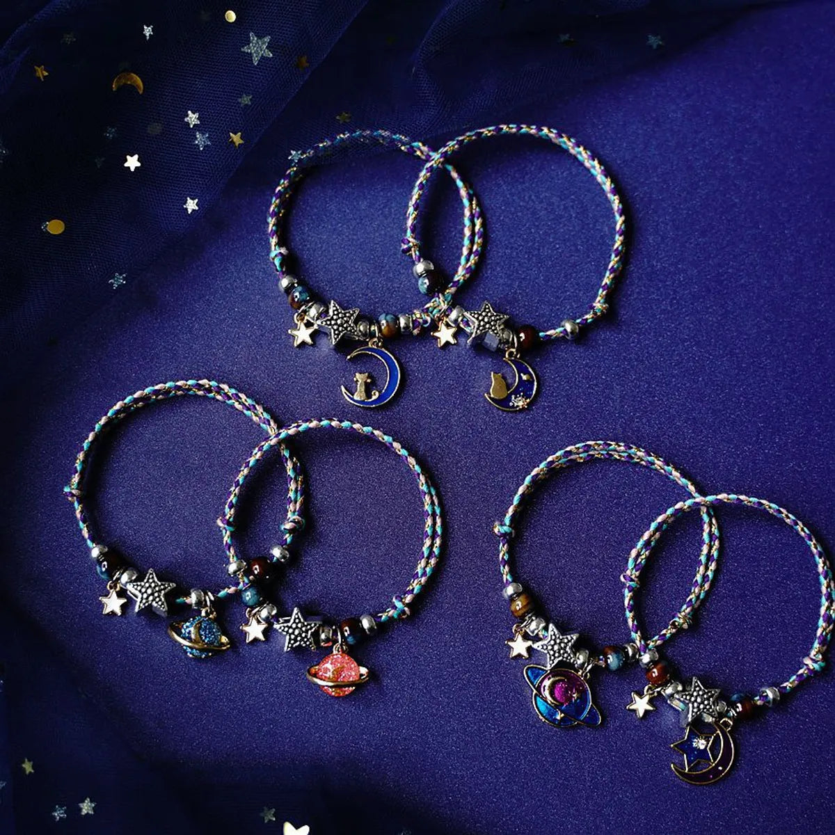 1 Pair Fashion Star Moon Alloy Handmade Unisex Bracelets