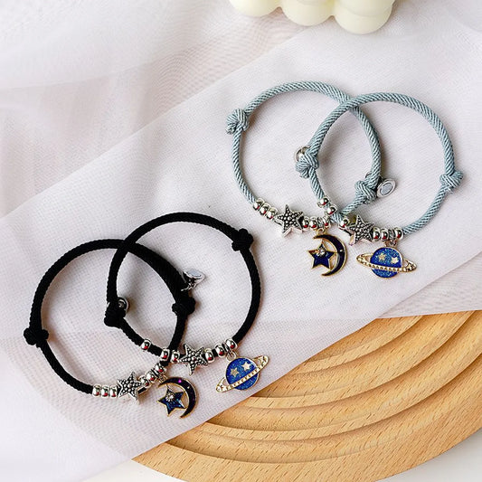 1 Pair Fashion Star Moon Alloy Rope Enamel Unisex Bracelets