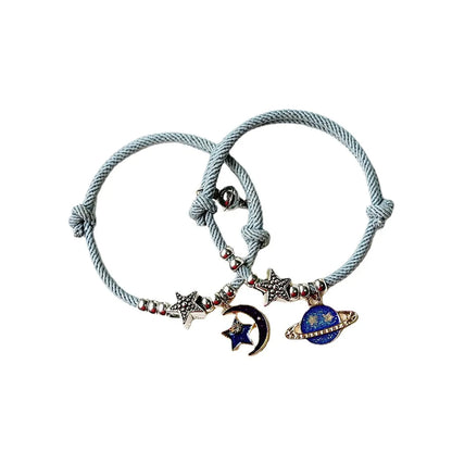 1 Pair Fashion Star Moon Alloy Rope Enamel Unisex Bracelets