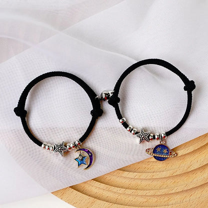 1 Pair Fashion Star Moon Alloy Rope Enamel Unisex Bracelets