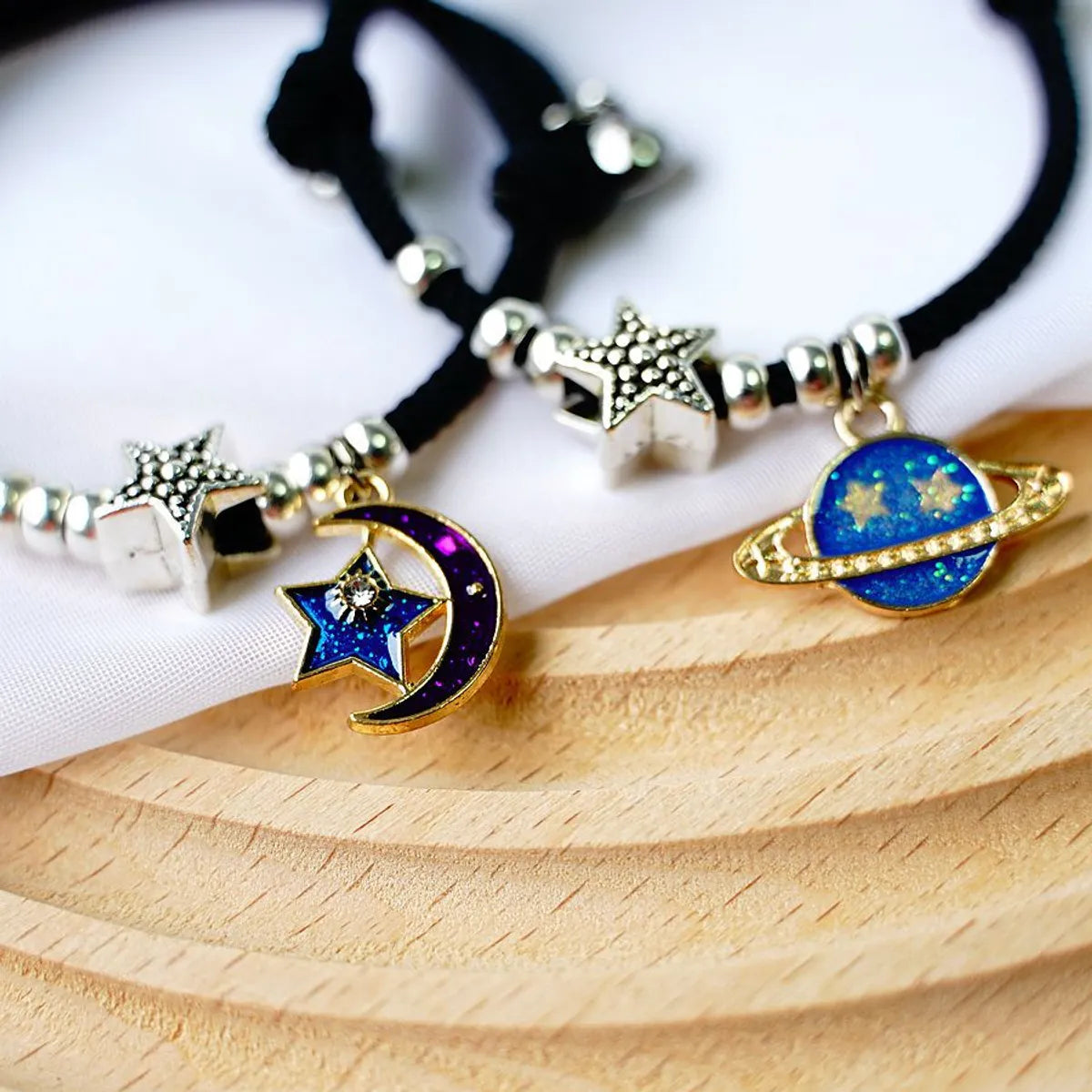 1 Pair Fashion Star Moon Alloy Rope Enamel Unisex Bracelets