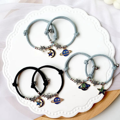 1 Pair Fashion Star Moon Alloy Rope Enamel Unisex Bracelets