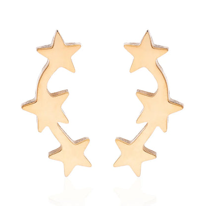 1 Pair Fashion Star Moon Plating 304 Stainless Steel 18K Gold Plated Ear Studs