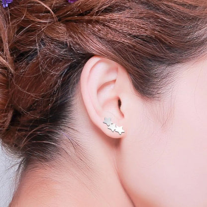 1 Pair Fashion Star Moon Plating 304 Stainless Steel 18K Gold Plated Ear Studs