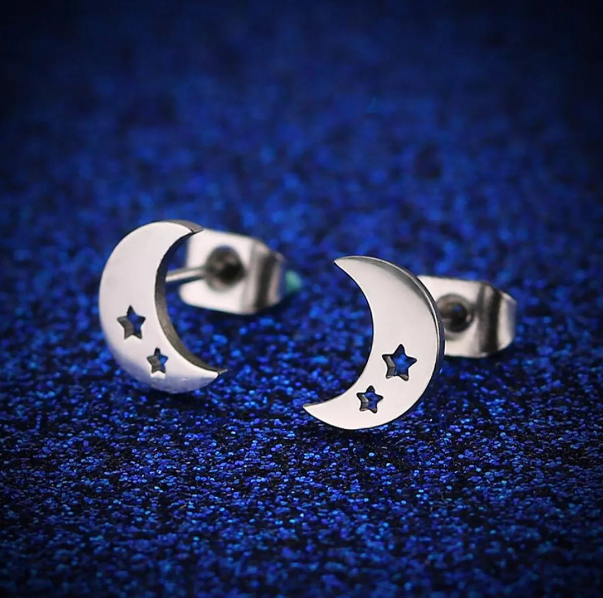 1 Pair Fashion Star Moon Plating 304 Stainless Steel 18K Gold Plated Ear Studs