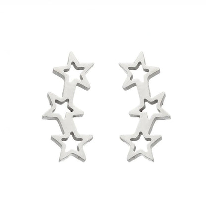 1 Pair Fashion Star Moon Plating 304 Stainless Steel 18K Gold Plated Ear Studs