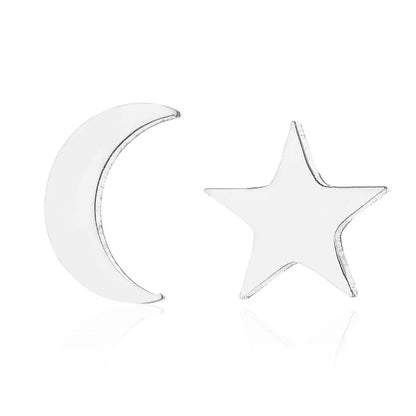 1 Pair Fashion Star Moon Plating 304 Stainless Steel 18K Gold Plated Ear Studs