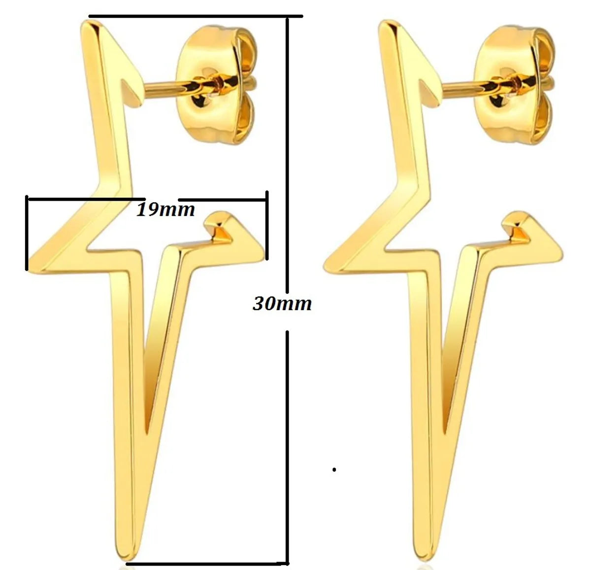 1 Pair Fashion Star Moon Plating 304 Stainless Steel 18K Gold Plated Ear Studs