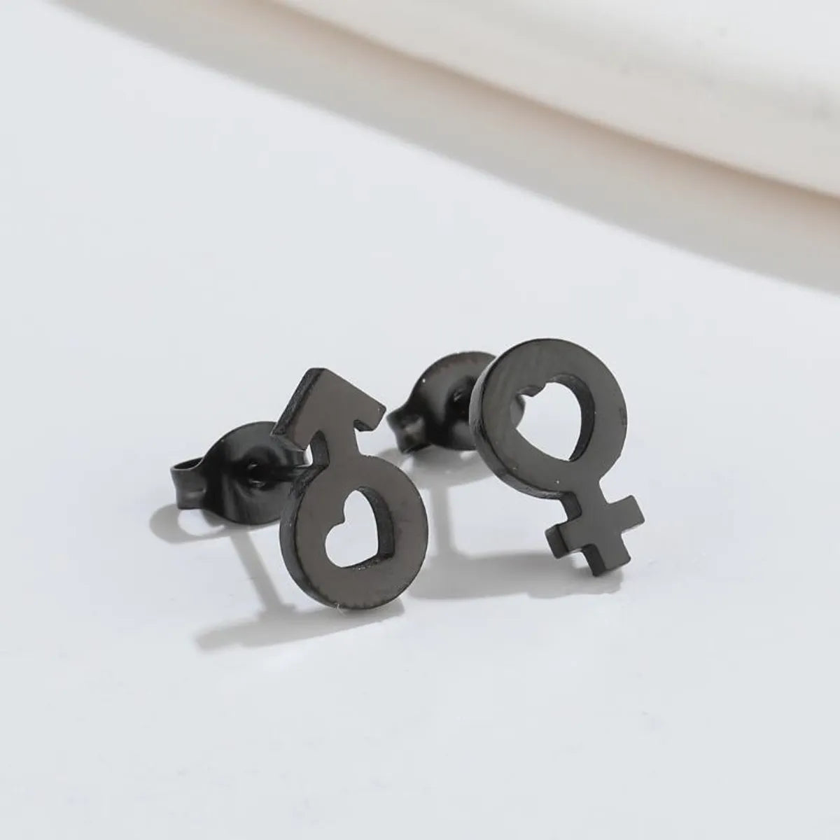 1 Pair Fashion Star Moon Wings Titanium Steel Asymmetrical Plating Hollow Out Ear Studs