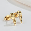 1 Pair Fashion Star Moon Wings Titanium Steel Asymmetrical Plating Hollow Out Ear Studs