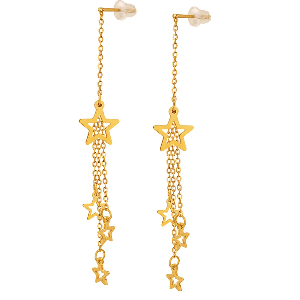 1 Pair Fashion Star Tassel Titanium Steel Plating Drop Earrings