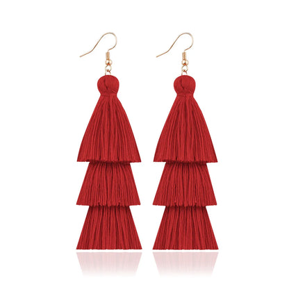 1 Pair Fashion Tassel Alloy Cotton Thread Handmade Women's Drop Earrings