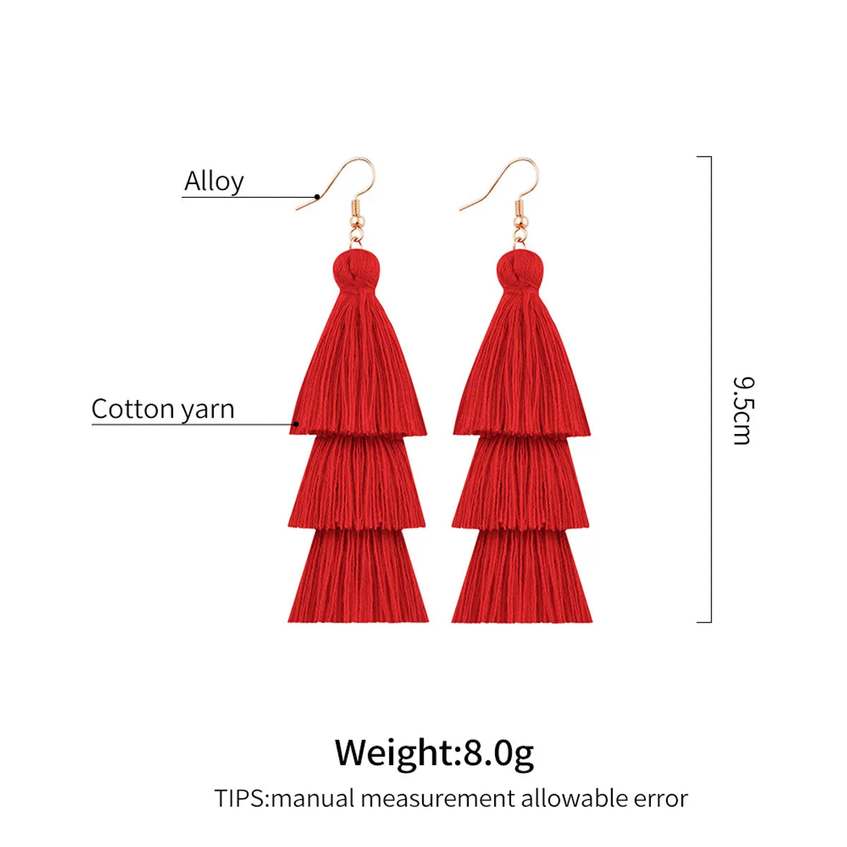 1 Pair Fashion Tassel Alloy Cotton Thread Handmade Women's Drop Earrings