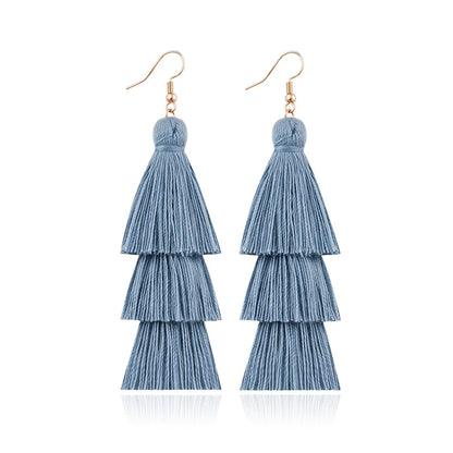 1 Pair Fashion Tassel Alloy Cotton Thread Handmade Women's Drop Earrings