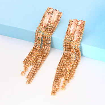 1 Pair Fashion Tassel Alloy Inlay Artificial Rhinestones Women's Drop Earrings