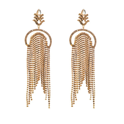 1 Pair Fashion Tassel Alloy Plating Inlay Rhinestones Gold Plated Women's Drop Earrings