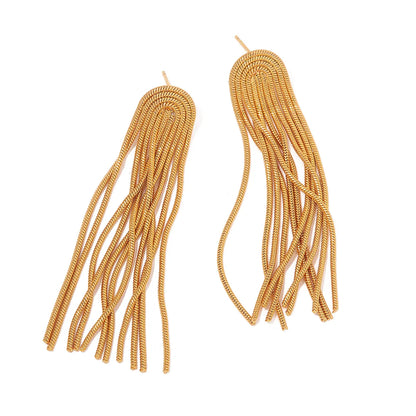 1 Pair Fashion Tassel Stainless Steel Plating Drop Earrings