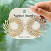 1 Pair Fashion The Answer Glass Metal Inlay Rhinestones Women'S Ear Studs