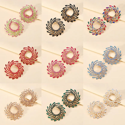 1 Pair Fashion The Answer Glass Metal Inlay Rhinestones Women'S Ear Studs