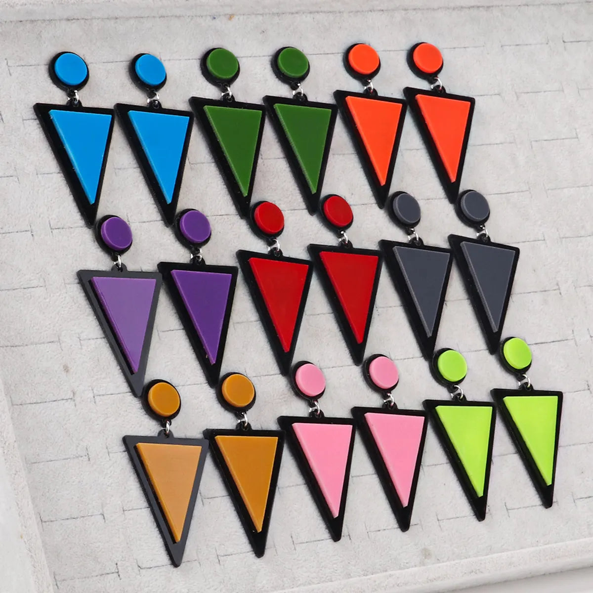 1 Pair Fashion Triangle Round Arylic Patchwork Women'S Drop Earrings