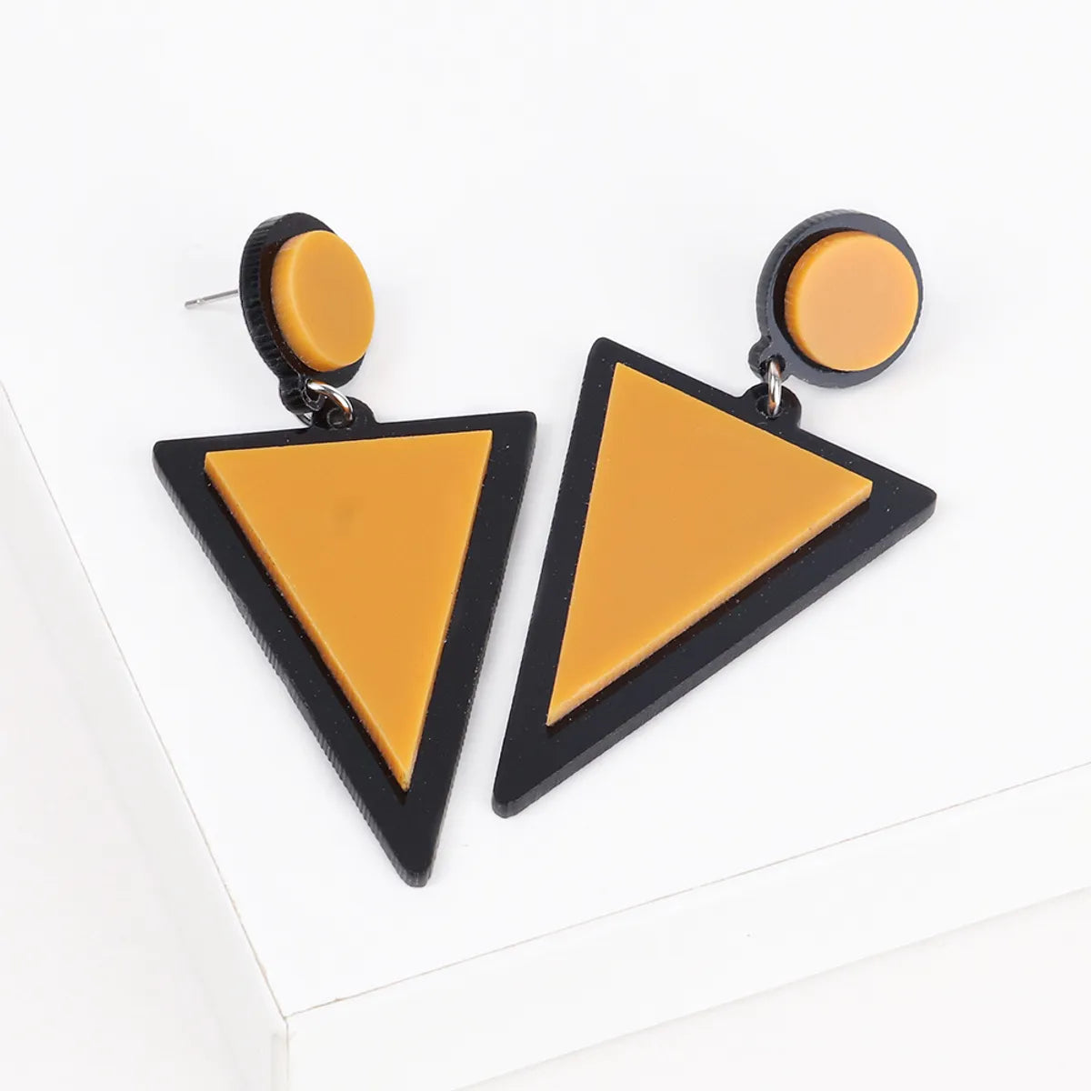 1 Pair Fashion Triangle Round Arylic Patchwork Women'S Drop Earrings