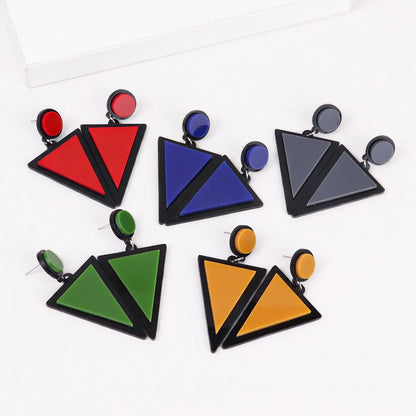 1 Pair Fashion Triangle Round Arylic Patchwork Women'S Drop Earrings