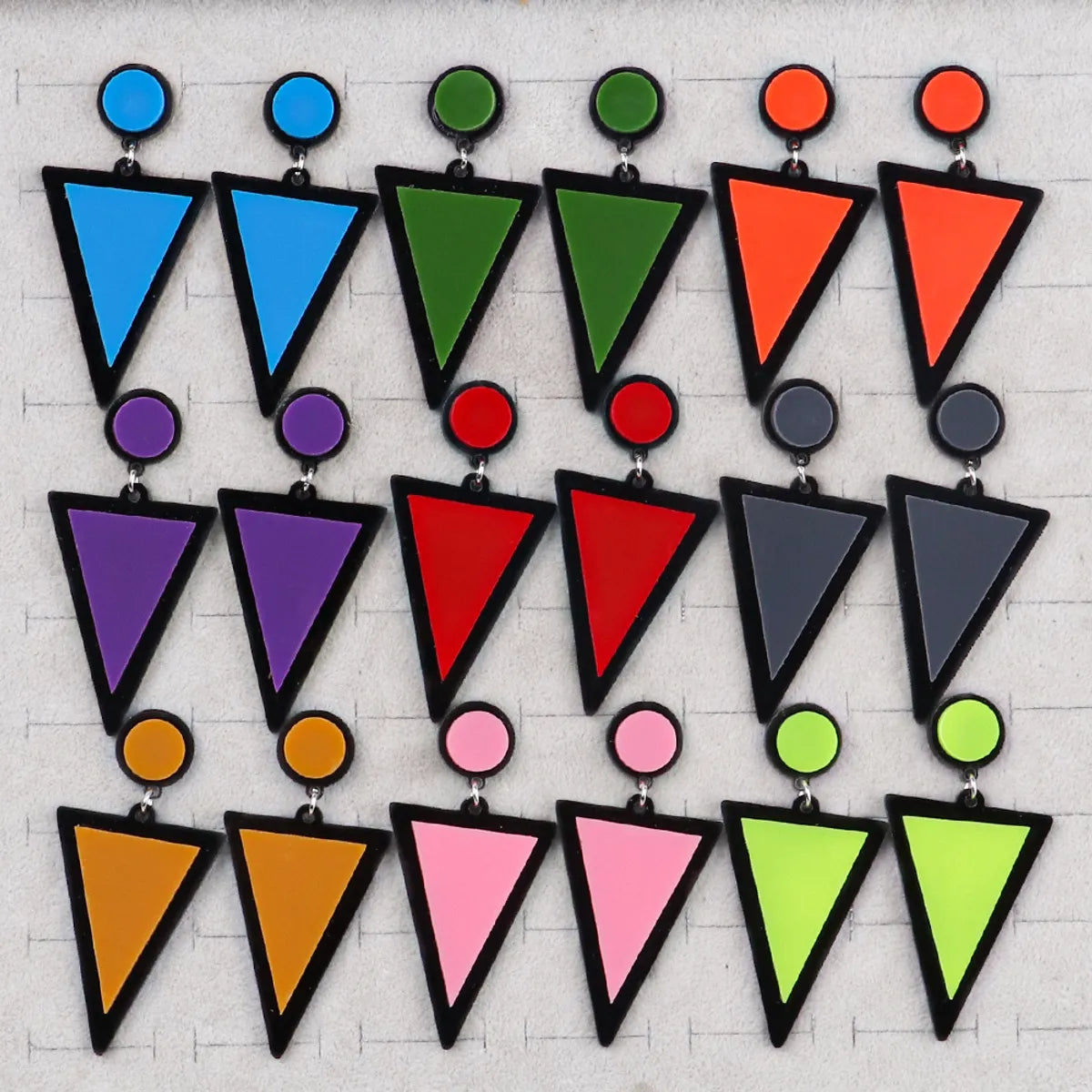 1 Pair Fashion Triangle Round Arylic Patchwork Women'S Drop Earrings