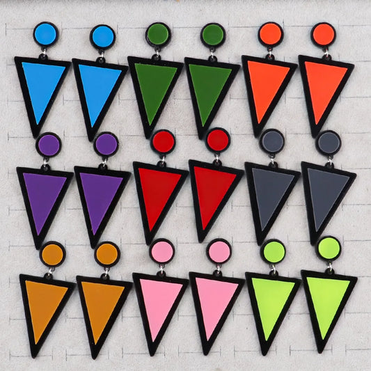 1 Pair Fashion Triangle Round Arylic Patchwork Women'S Drop Earrings