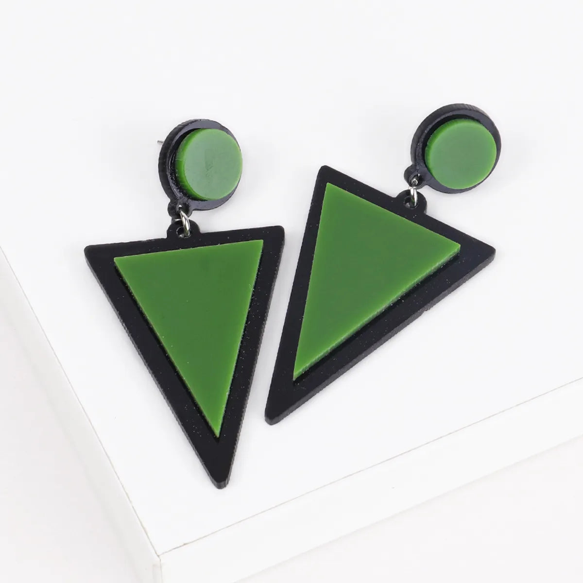 1 Pair Fashion Triangle Round Arylic Patchwork Women'S Drop Earrings