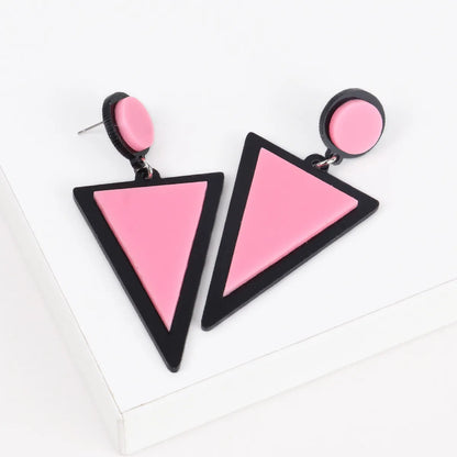 1 Pair Fashion Triangle Round Arylic Patchwork Women'S Drop Earrings