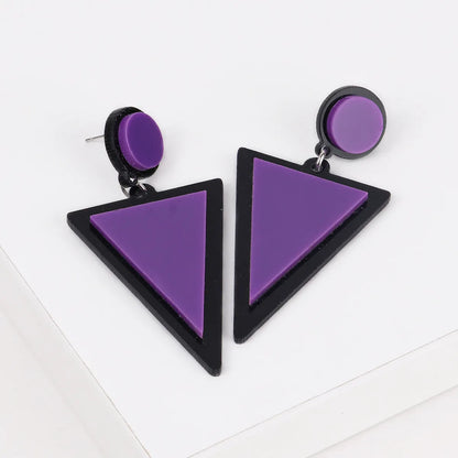 1 Pair Fashion Triangle Round Arylic Patchwork Women'S Drop Earrings