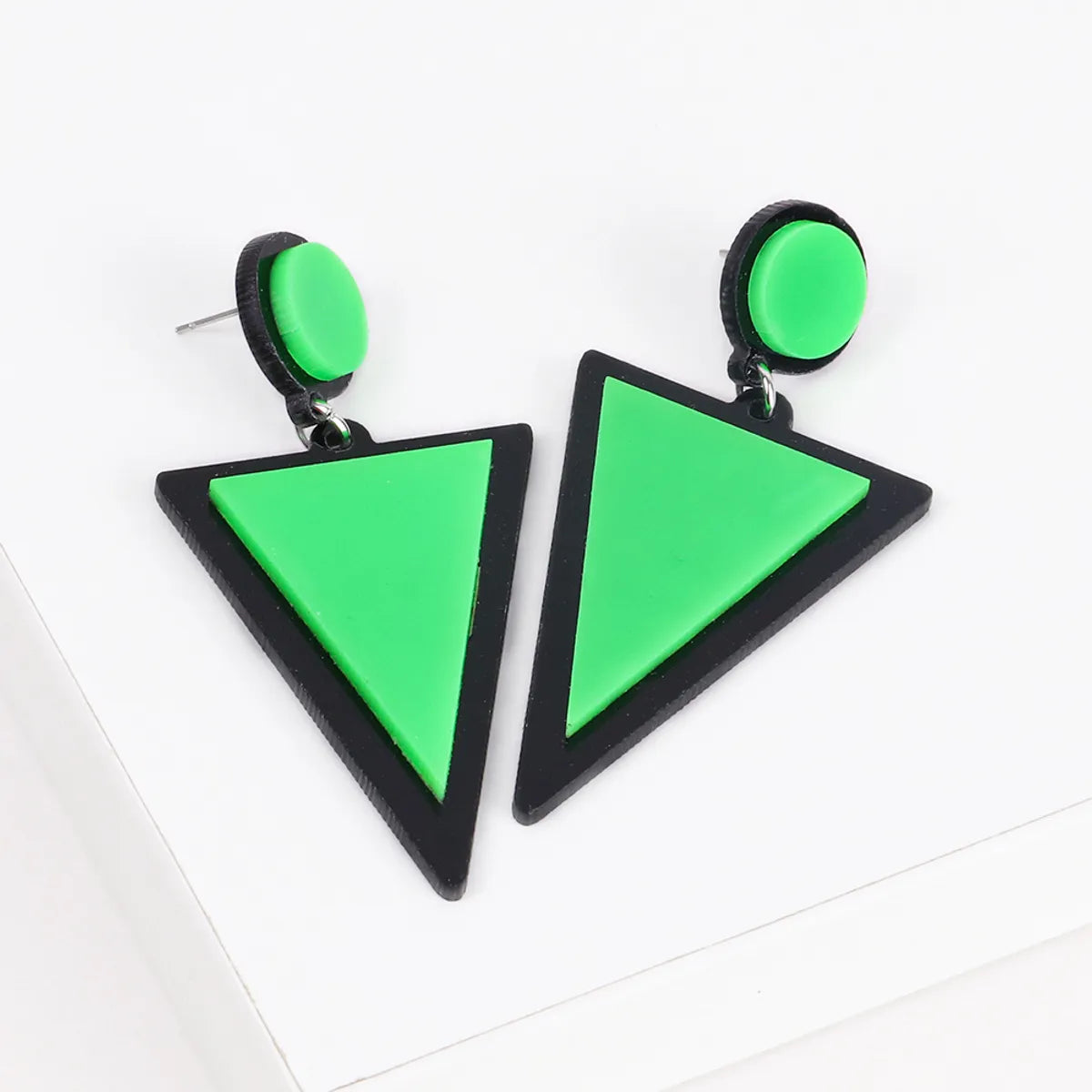 1 Pair Fashion Triangle Round Arylic Patchwork Women'S Drop Earrings