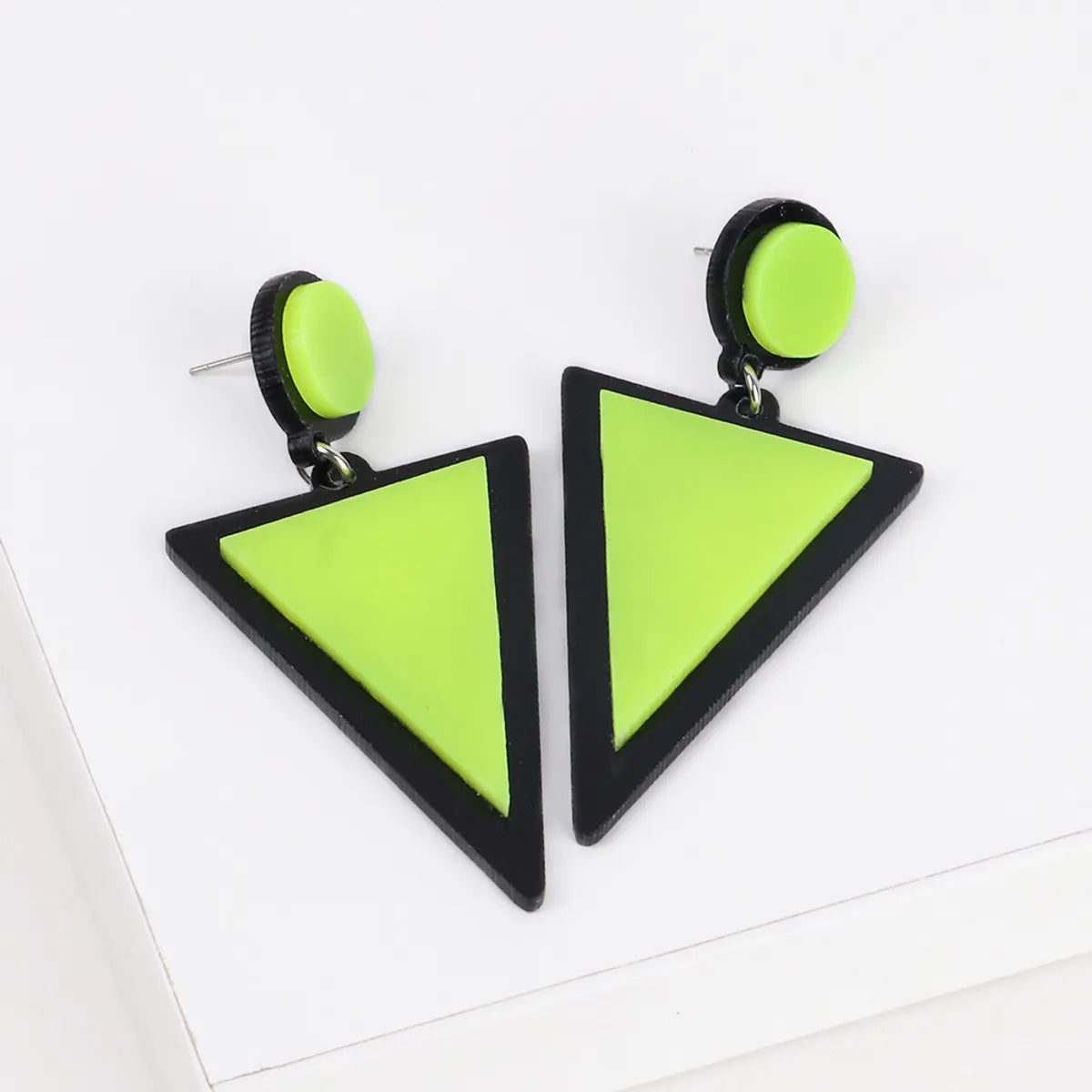 1 Pair Fashion Triangle Round Arylic Patchwork Women'S Drop Earrings