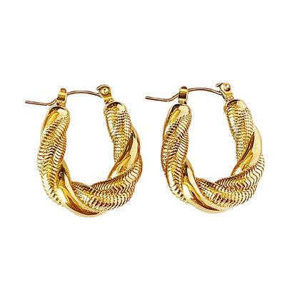 1 Pair Fashion Twist Plating Titanium Steel 18k Gold Plated Earrings