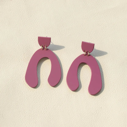 1 Pair Fashion U Shape Semicircle Flower Arylic Patchwork Women's Drop Earrings