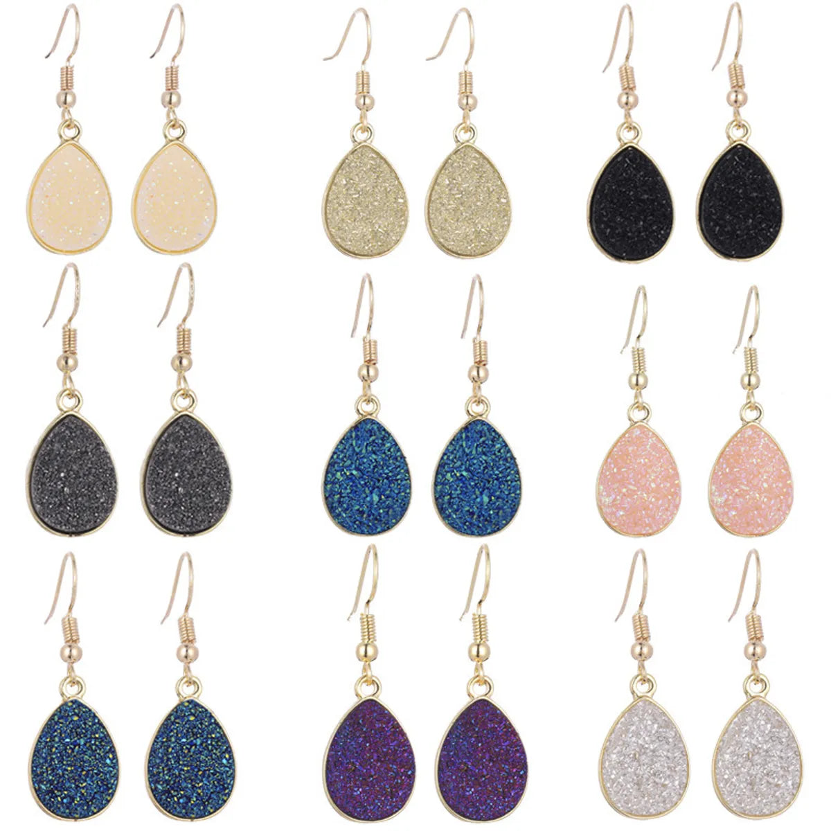 1 Pair Fashion Water Droplets Alloy Plating Inlay Artificial Gemstones Women'S Drop Earrings