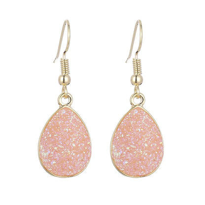 1 Pair Fashion Water Droplets Alloy Plating Inlay Artificial Gemstones Women'S Drop Earrings