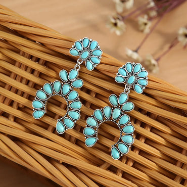 1 Pair Fashion Water Droplets Alloy Plating Inlay Turquoise Women's Drop Earrings