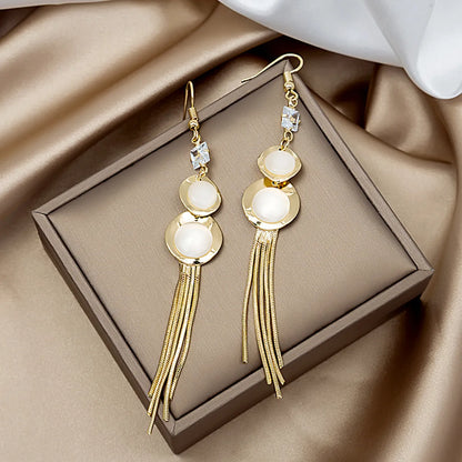 1 Pair Fashion Water Droplets Alloy Plating Rhinestones Women'S Drop Earrings