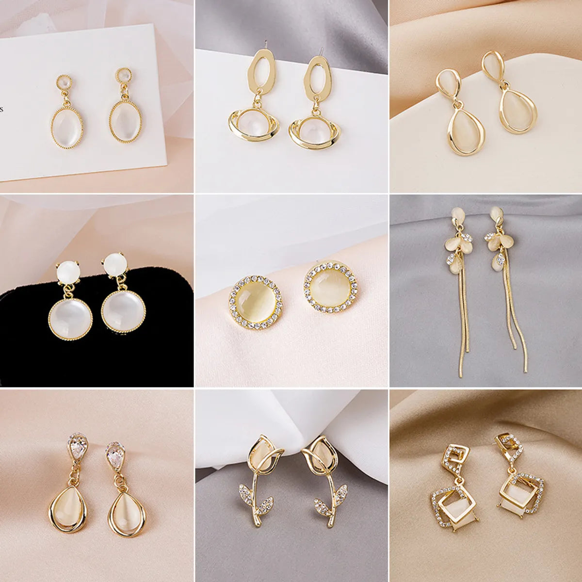 1 Pair Fashion Water Droplets Alloy Plating Rhinestones Women'S Drop Earrings