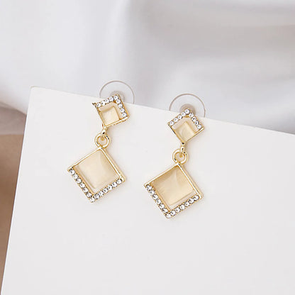 1 Pair Fashion Water Droplets Alloy Plating Rhinestones Women'S Drop Earrings