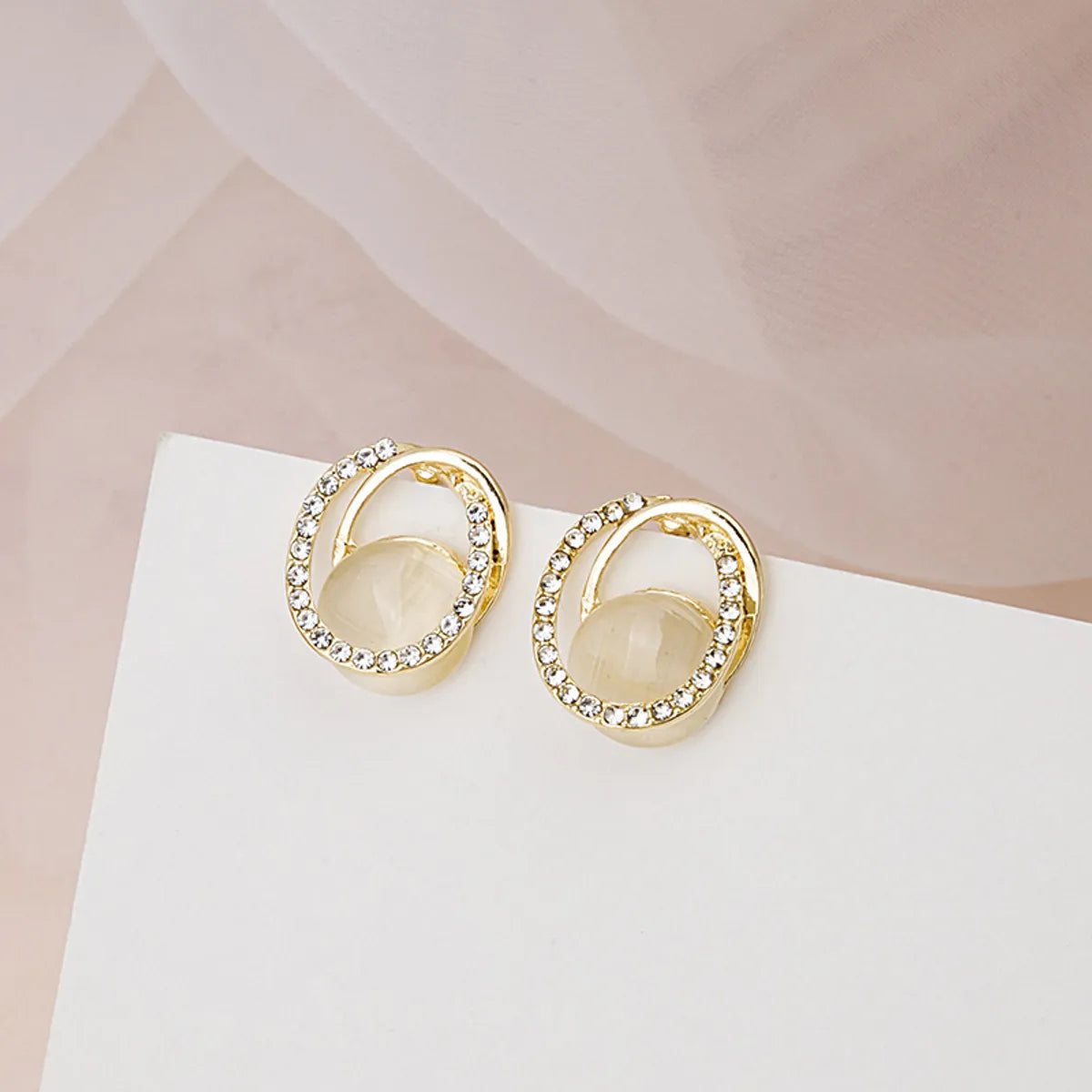 1 Pair Fashion Water Droplets Alloy Plating Rhinestones Women'S Drop Earrings