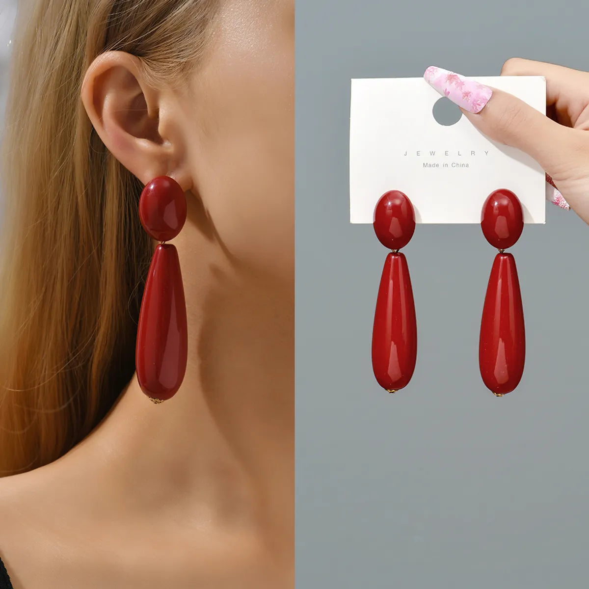 1 Pair Fashion Water Droplets Arylic Drop Earrings