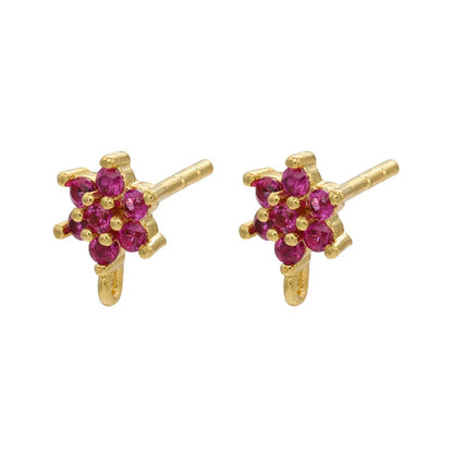 1 Pair Fashion Water Droplets Flower Rectangle Copper Inlay Rhinestones Women'S Ear Studs