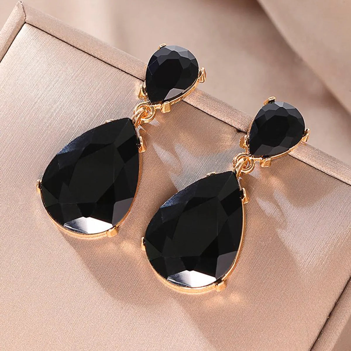 1 Pair Fashion Water Droplets Plating Glass Drop Earrings