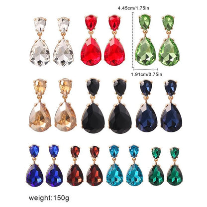 1 Pair Fashion Water Droplets Plating Glass Drop Earrings