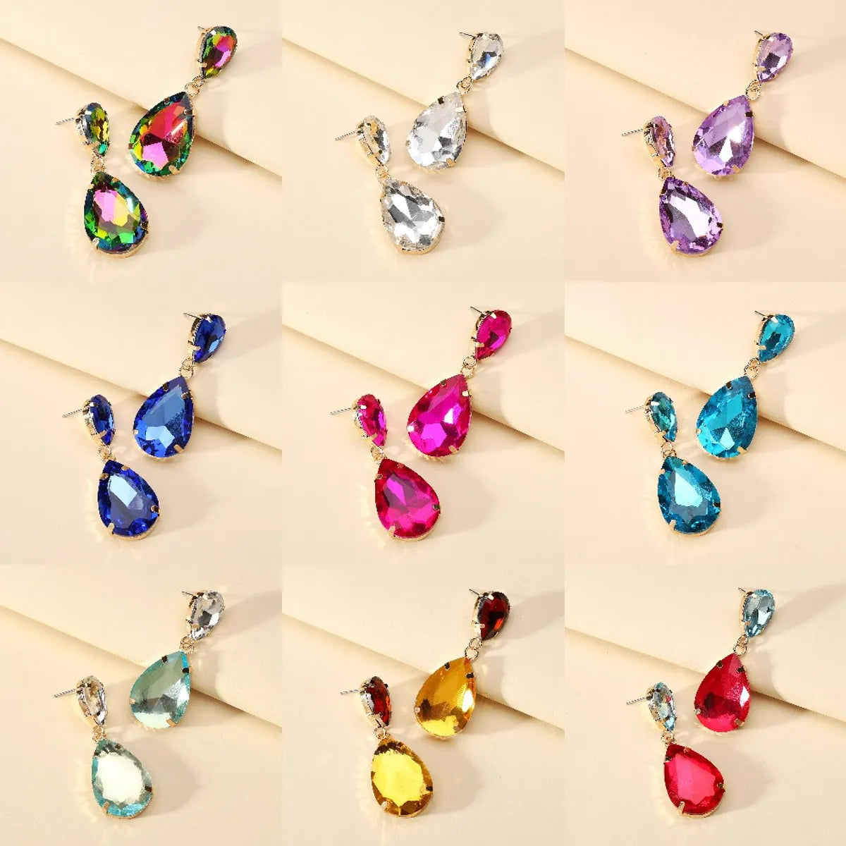 1 Pair Fashion Water Droplets Plating Glass Drop Earrings