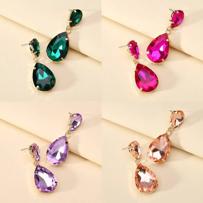 1 Pair Fashion Water Droplets Plating Glass Drop Earrings